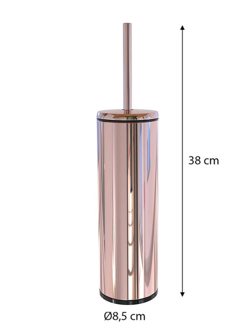 Stainless Steel Toilet Brush With Holder, Freestanding Bathroom Cleaning Brush Set, Cylindrical Design, Rose Gold Finish, 38 cm Height - Image 5